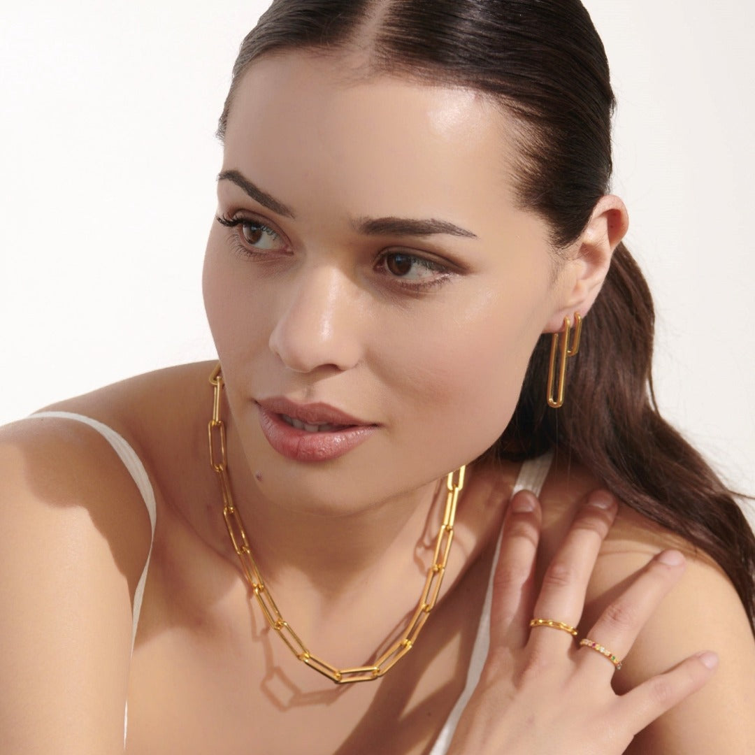 Mia Long Link Hoops Sølv
