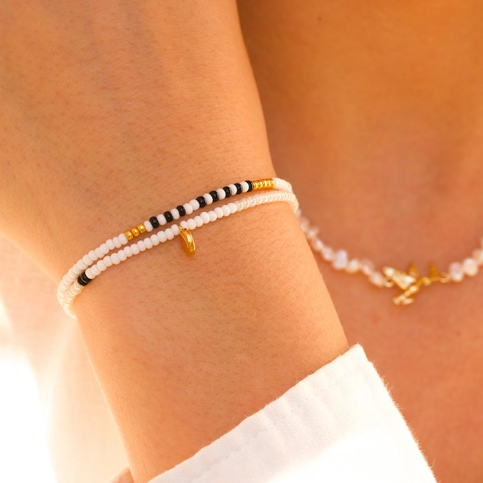 Mindre ulighed  Zebra Wrap Perlearmbånd