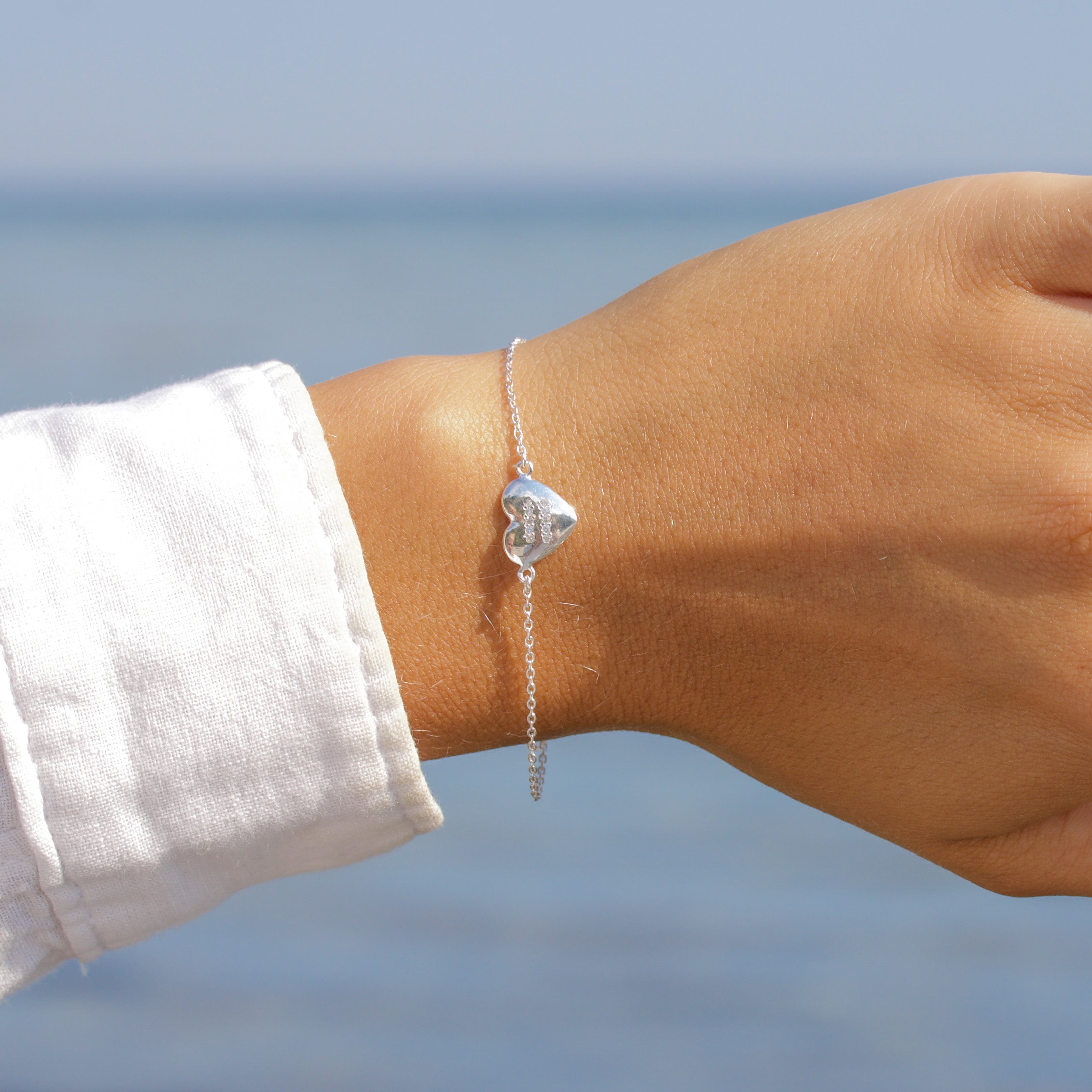 Lige Hjerter Armbånd Sølv