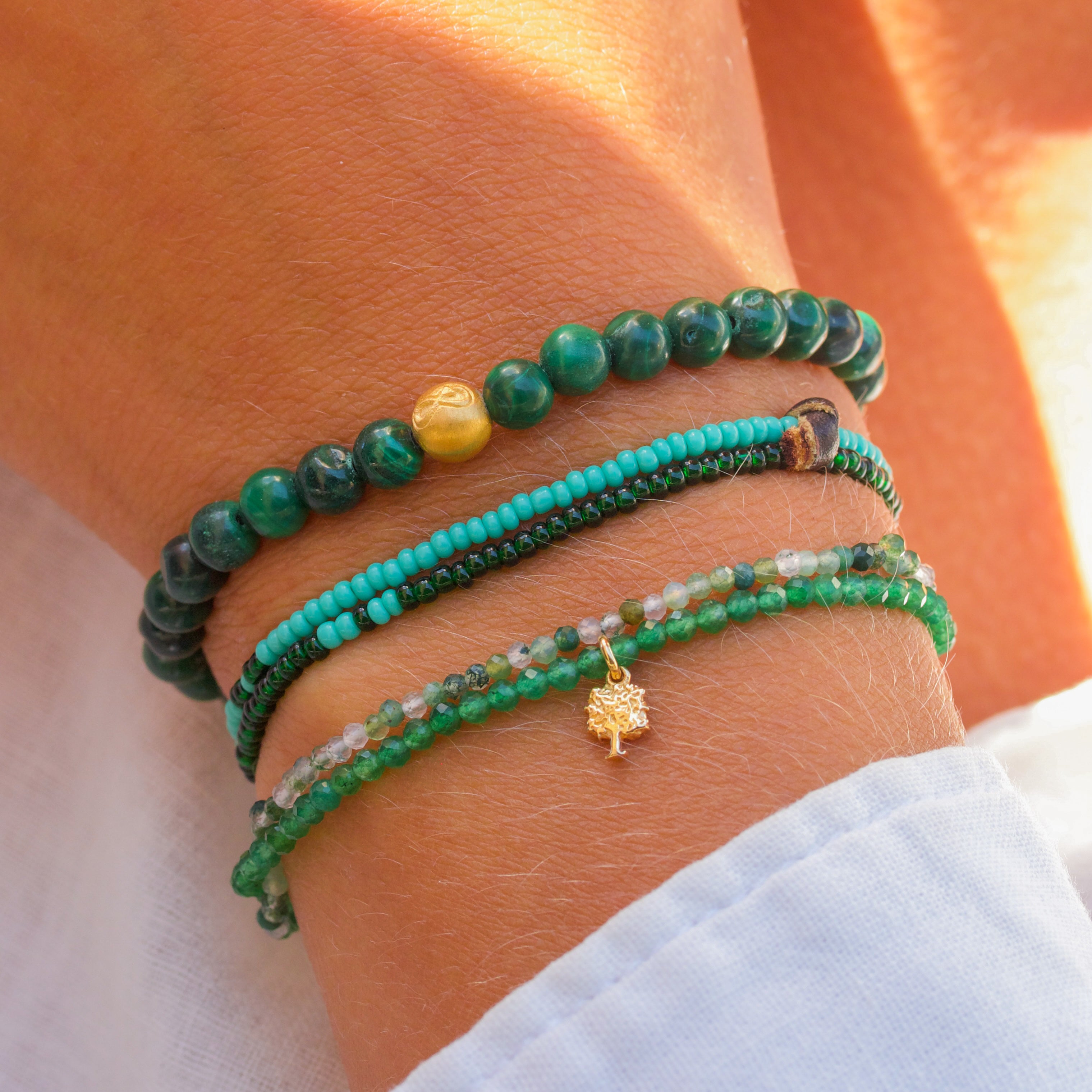Uendelighed malakit unisex Perle-armbånd