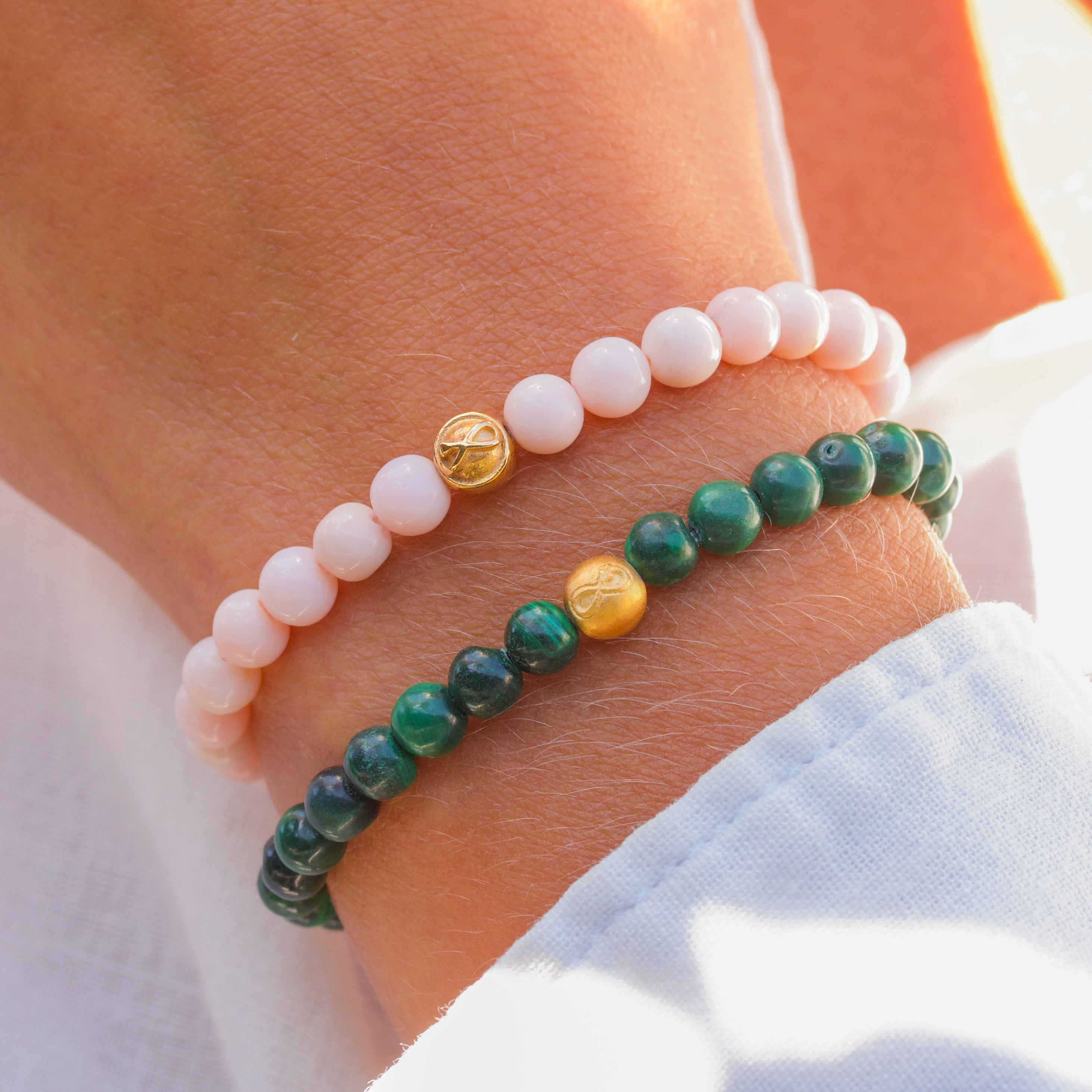 Uendelighed pink opal Perle-armbånd