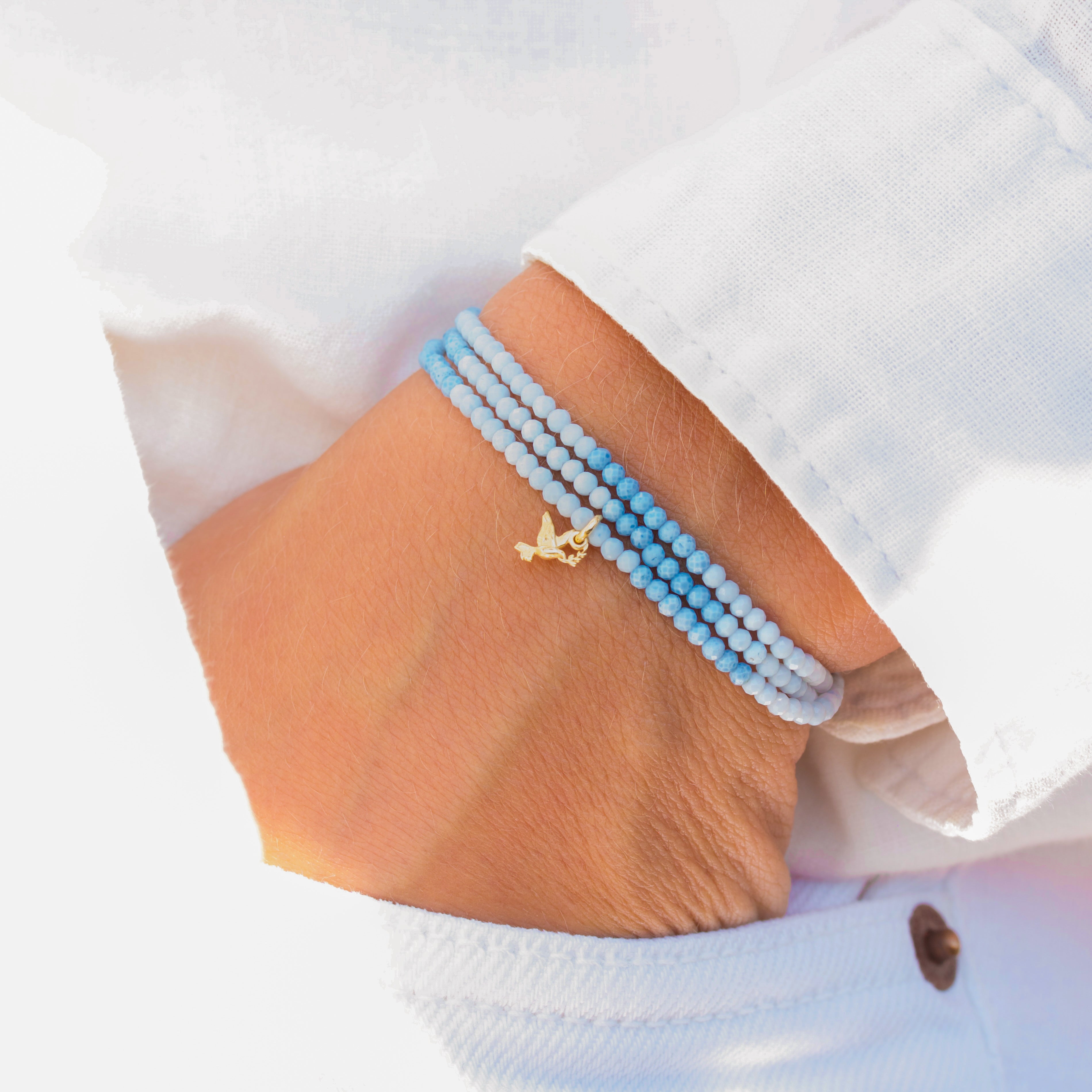 Fred 🕊️ blå wrap Perle-armbånd og halskæde