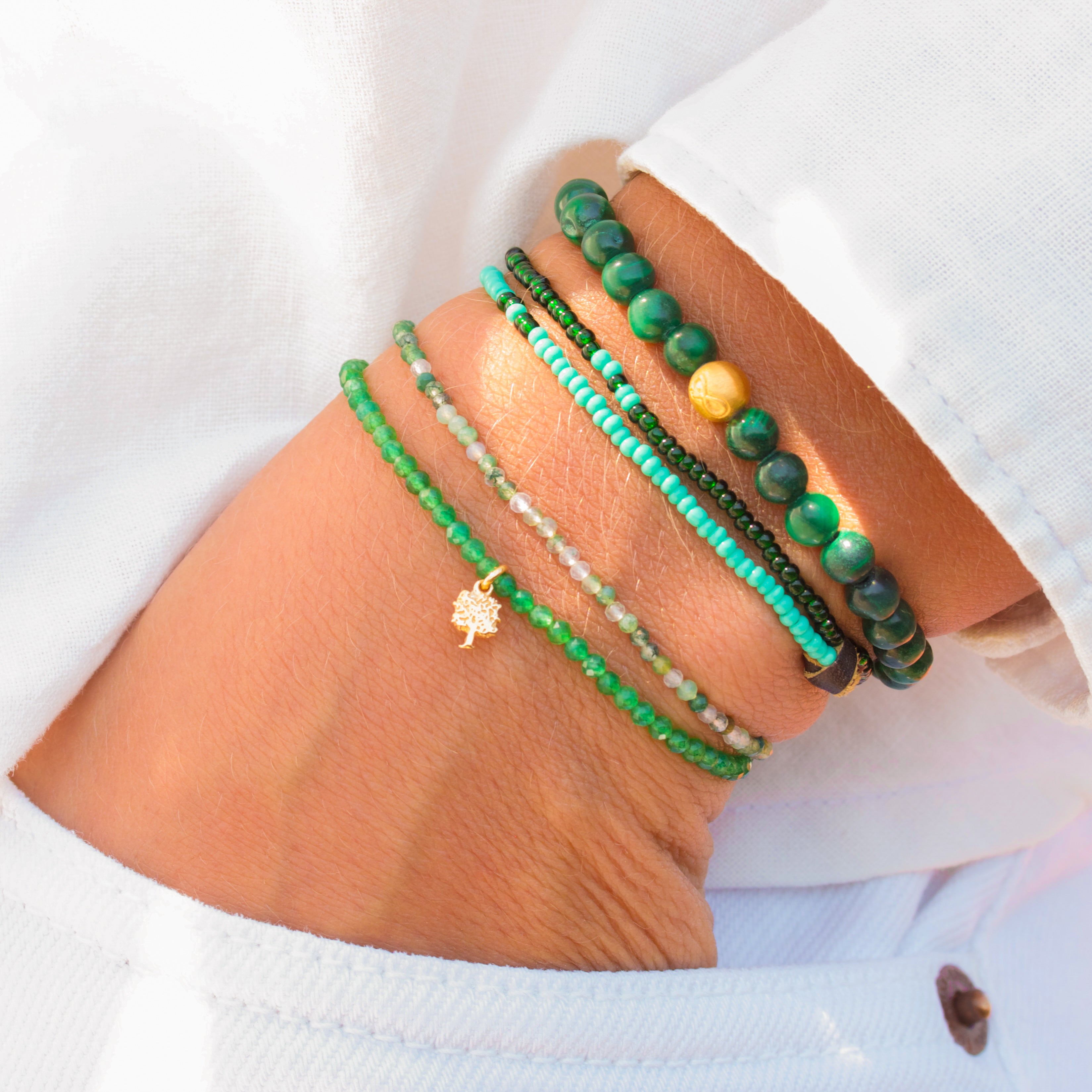 Uendelighed malakit unisex Perle-armbånd