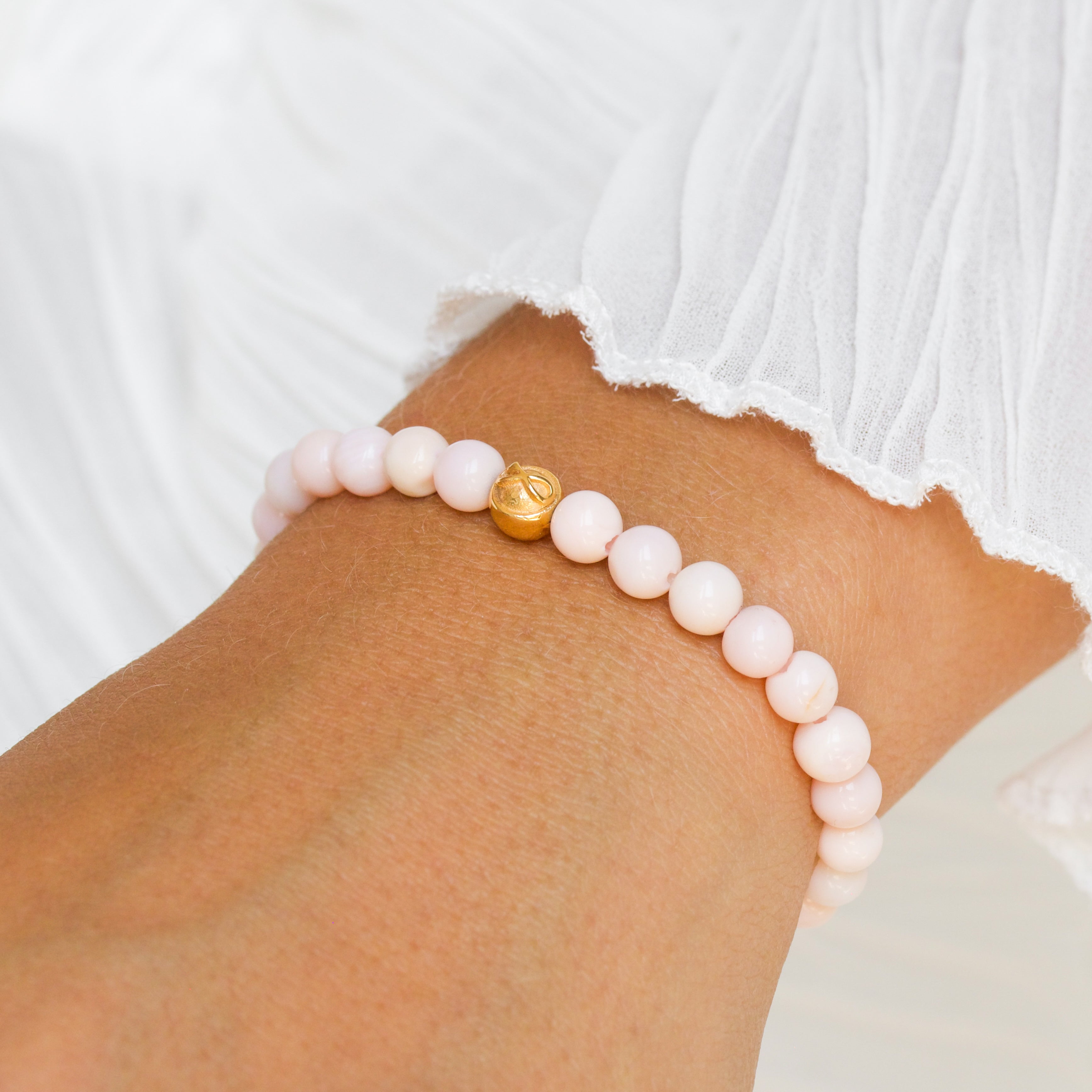Uendelighed pink opal Perle-armbånd