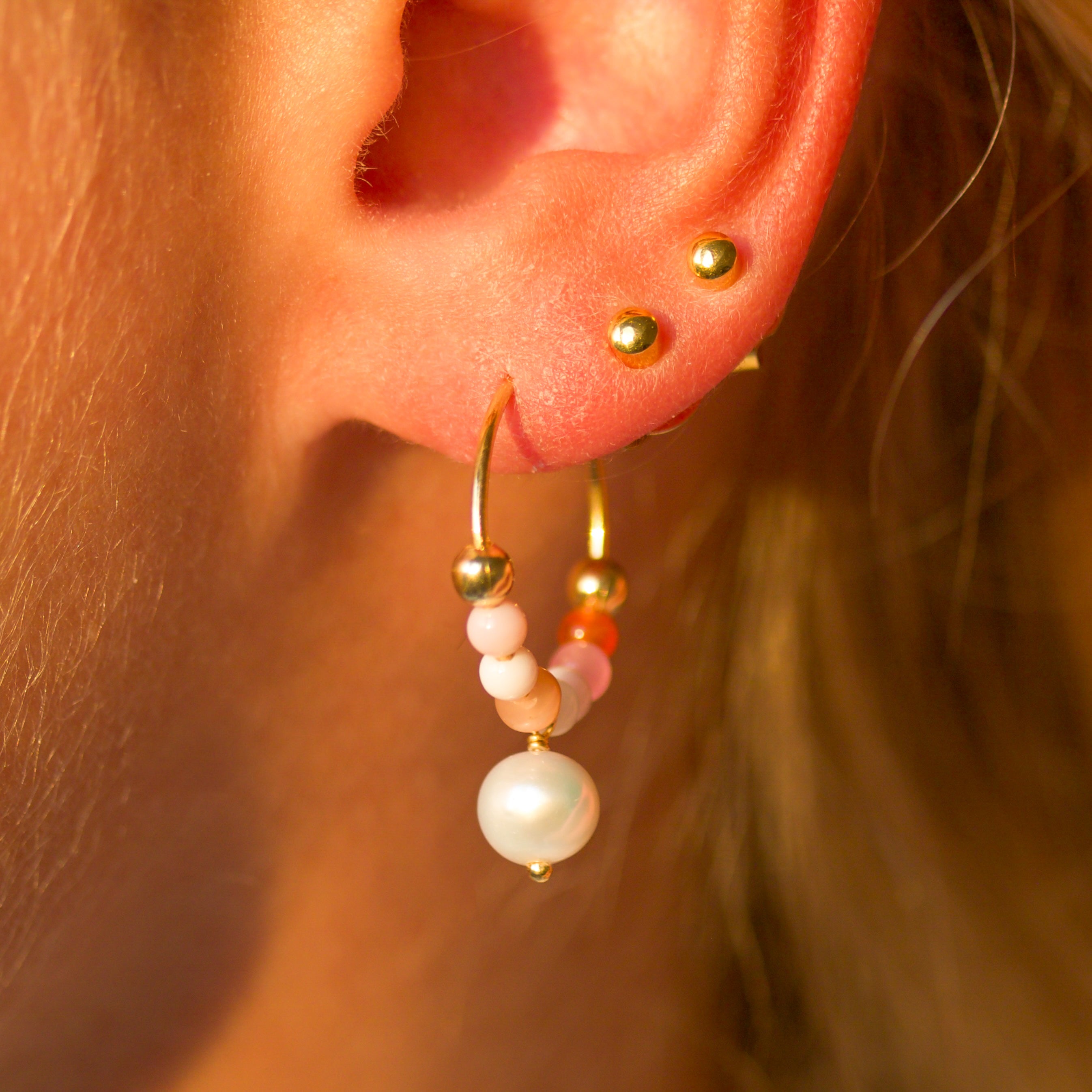 Pink power Perle-hoop ørering