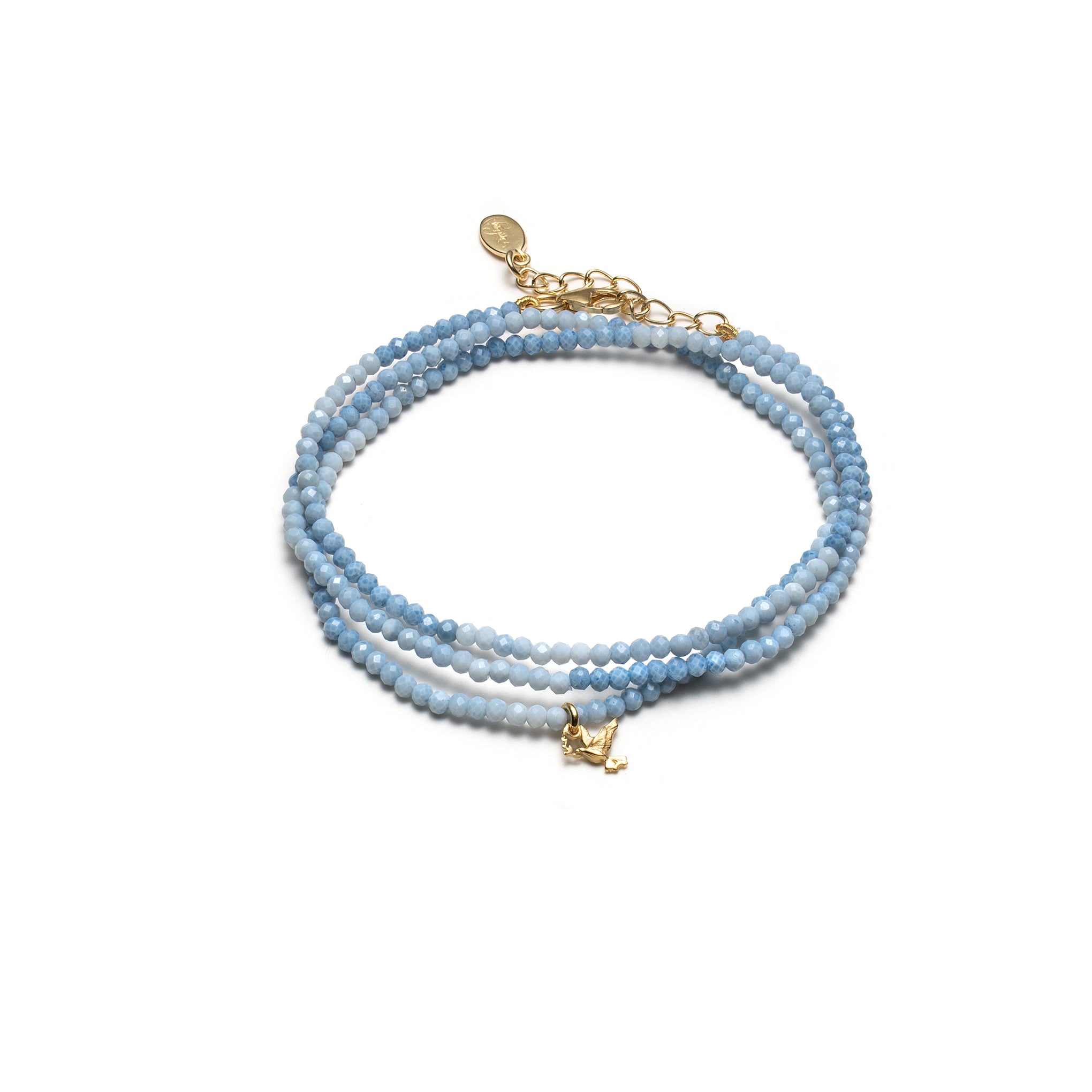 Fred 🕊️ blå wrap Perle-armbånd og halskæde