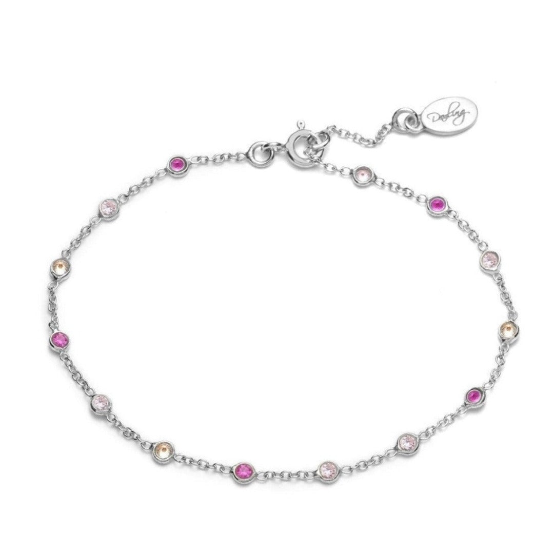 Bezel Armbånd Pink Sølv