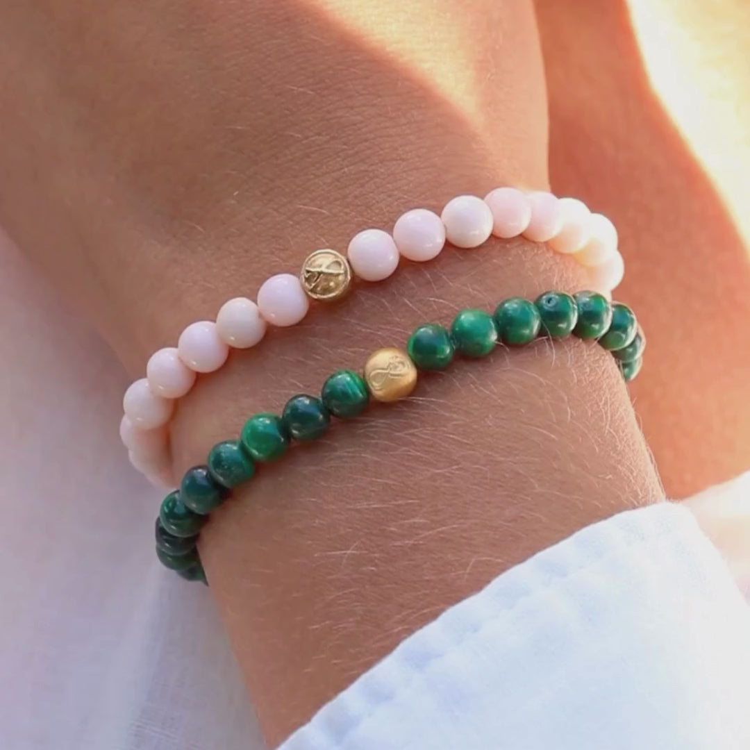 Uendelighed malakit unisex Perle-armbånd Sølv