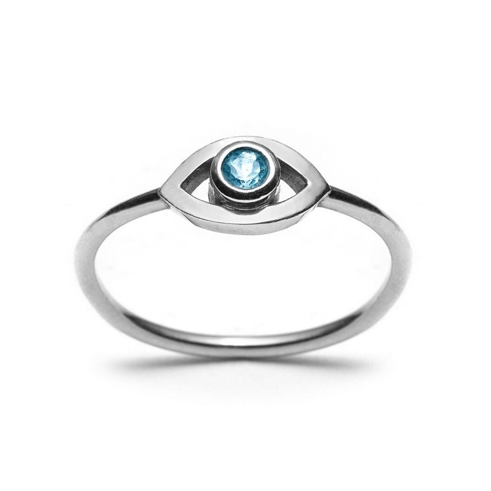 Blå Topaz Øje Ring Sølv