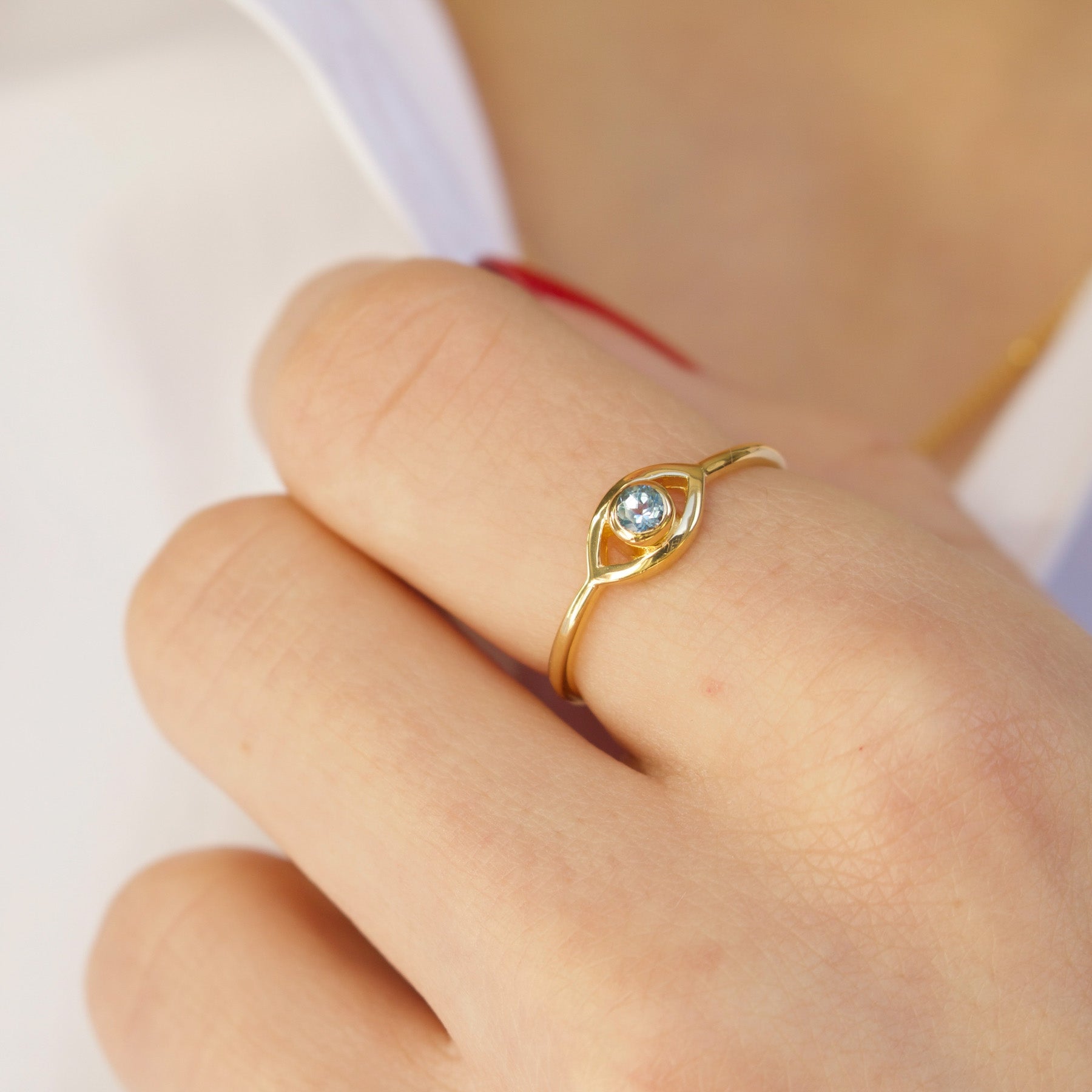 Blå Topaz Øje Ring