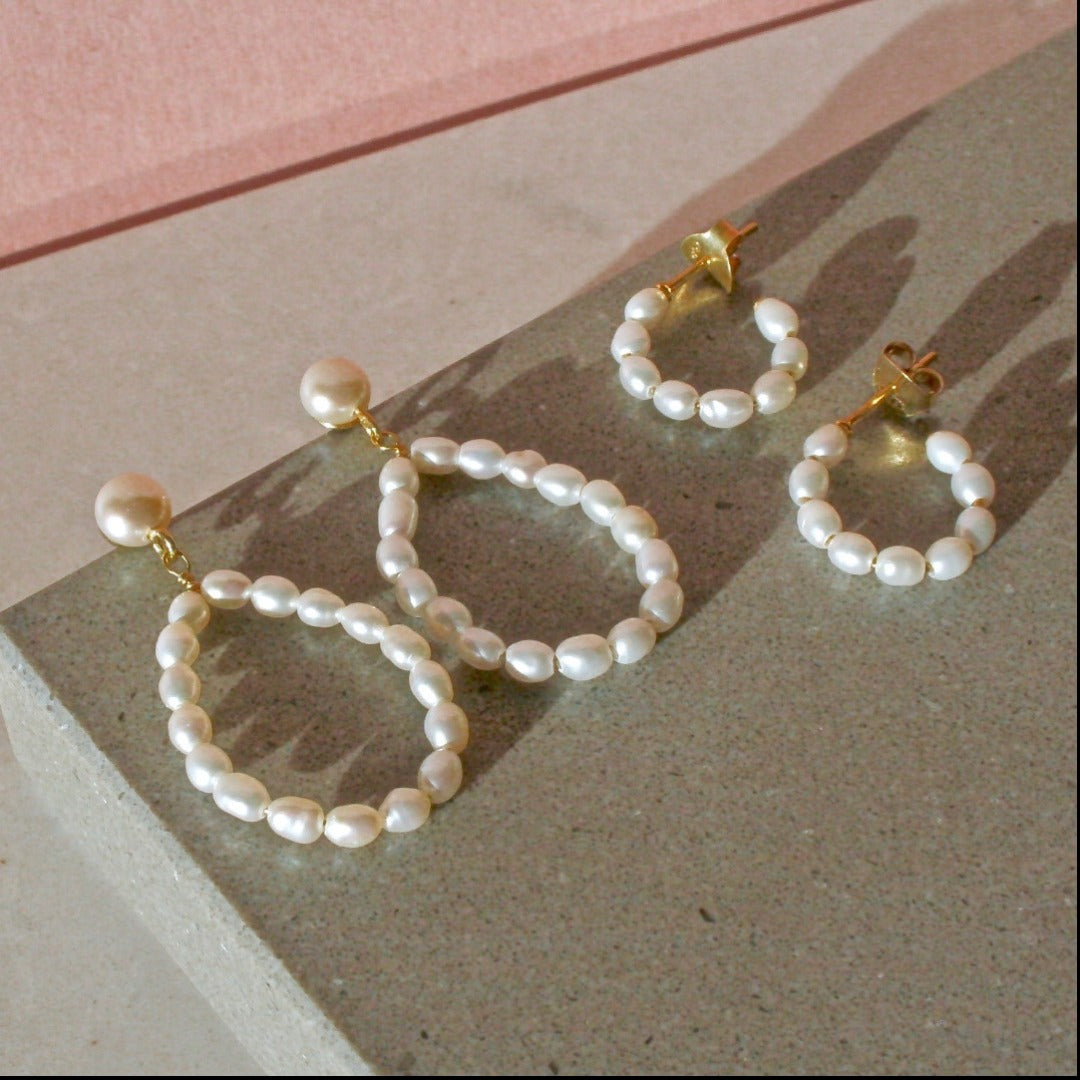 Ovale Perle Hoops