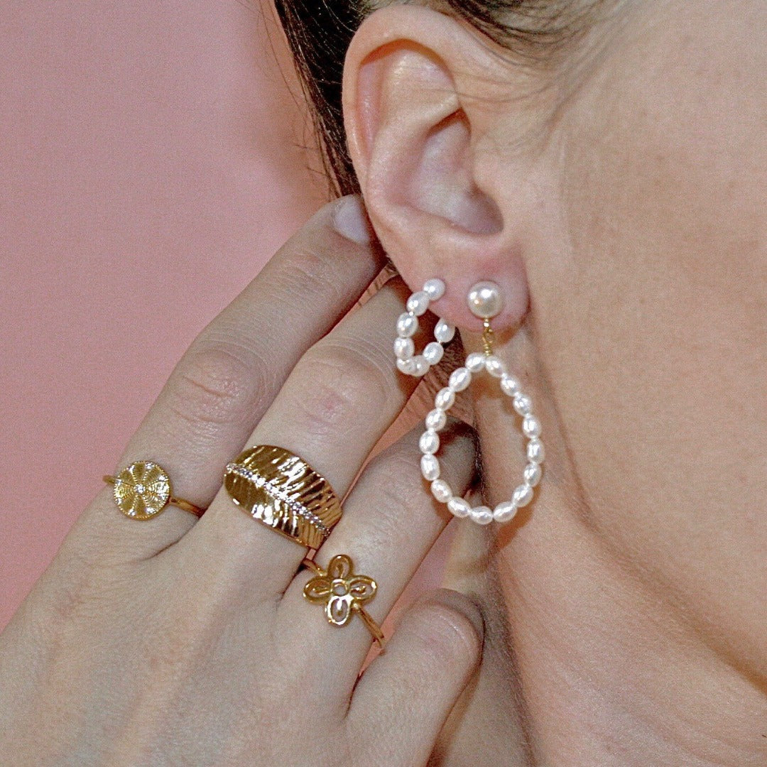 Ovale Perle Hoops