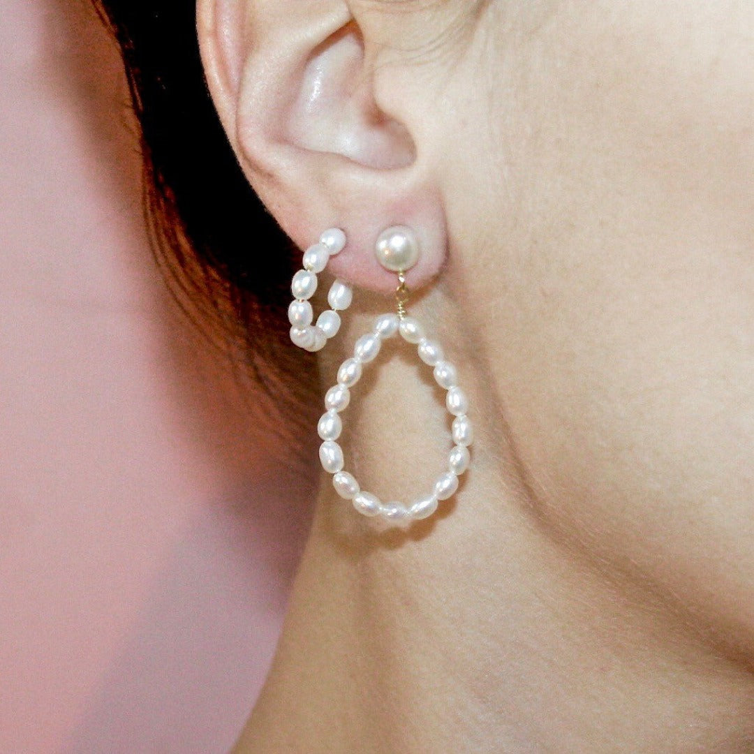 Ovale Perle Hoops