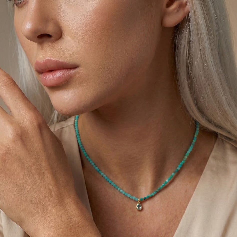 Vanddråbe krystal halskæde og wrap Perle-armbånd