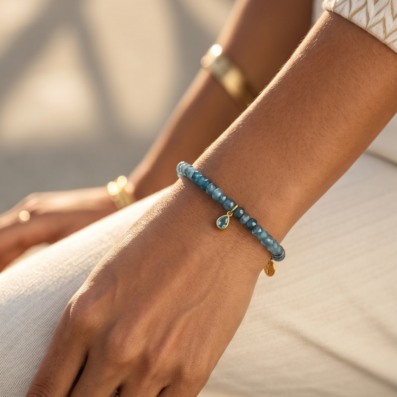 Blå Topas Vanddråbe Armbånd