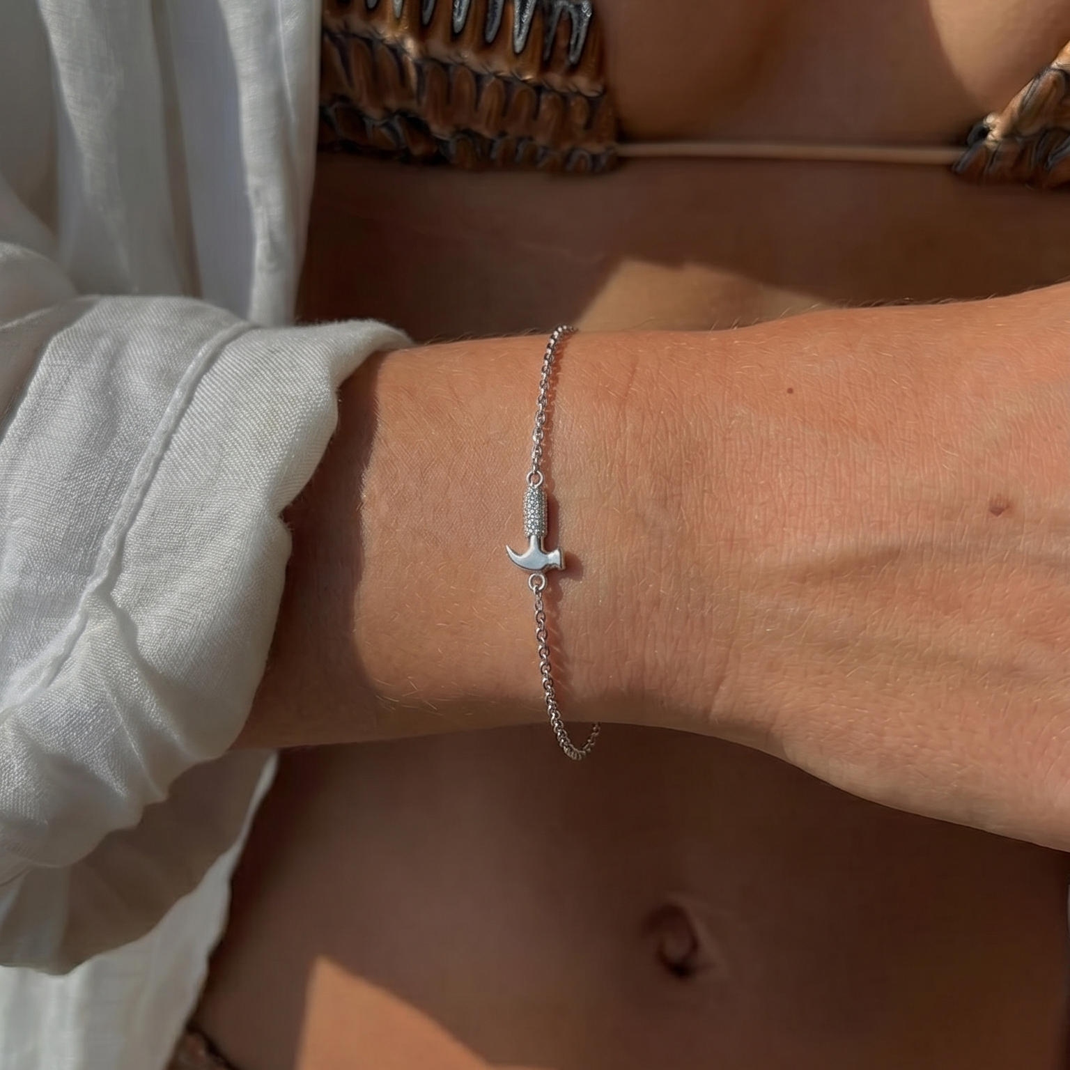 Hammer Armbånd med Zirkoner Sølv