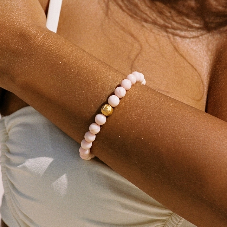 Uendelighed pink opal Perle-armbånd