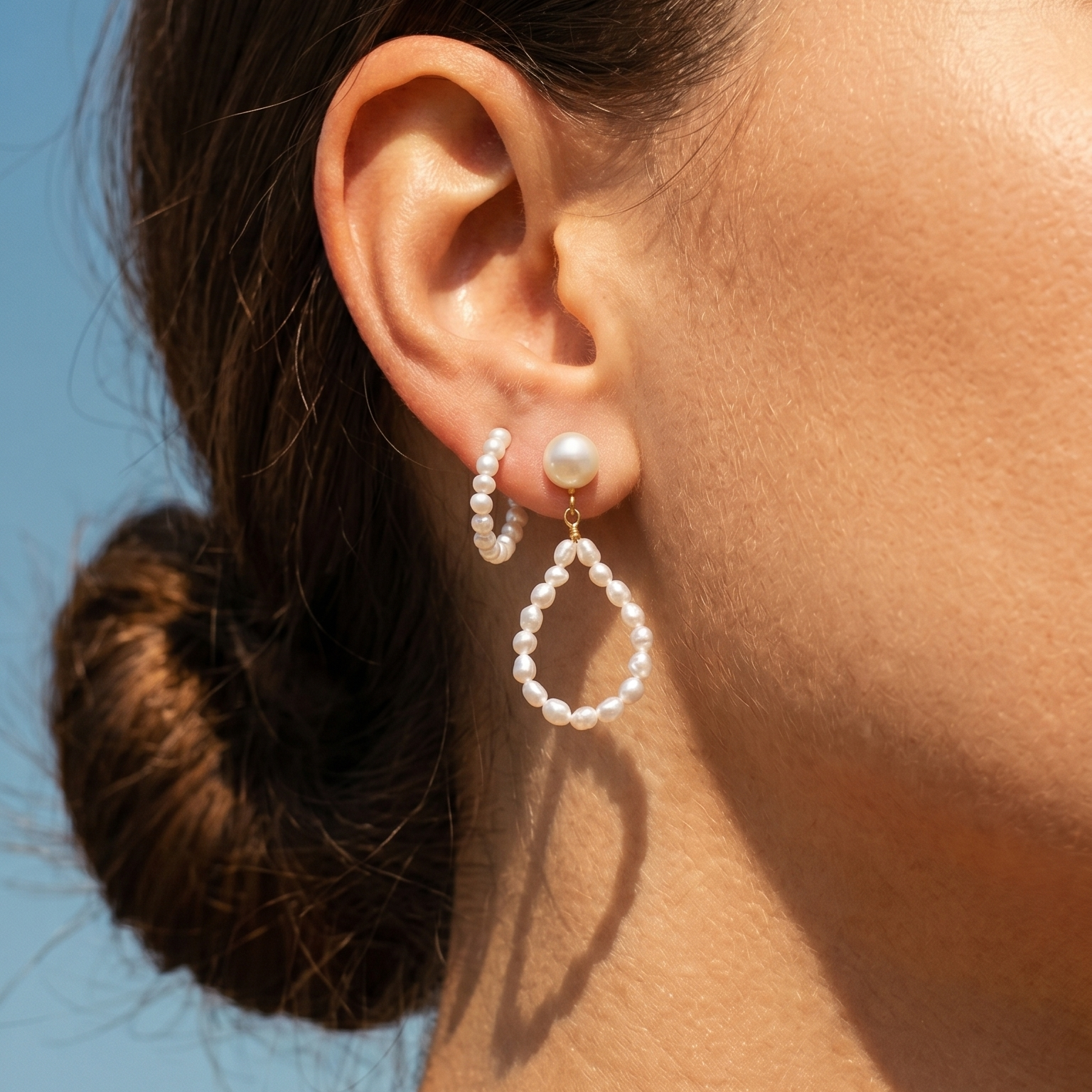 Ovale Perle Hoops
