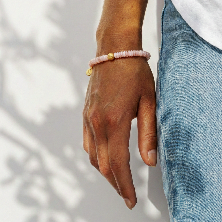 Pink Opal Fred Disk armbånd