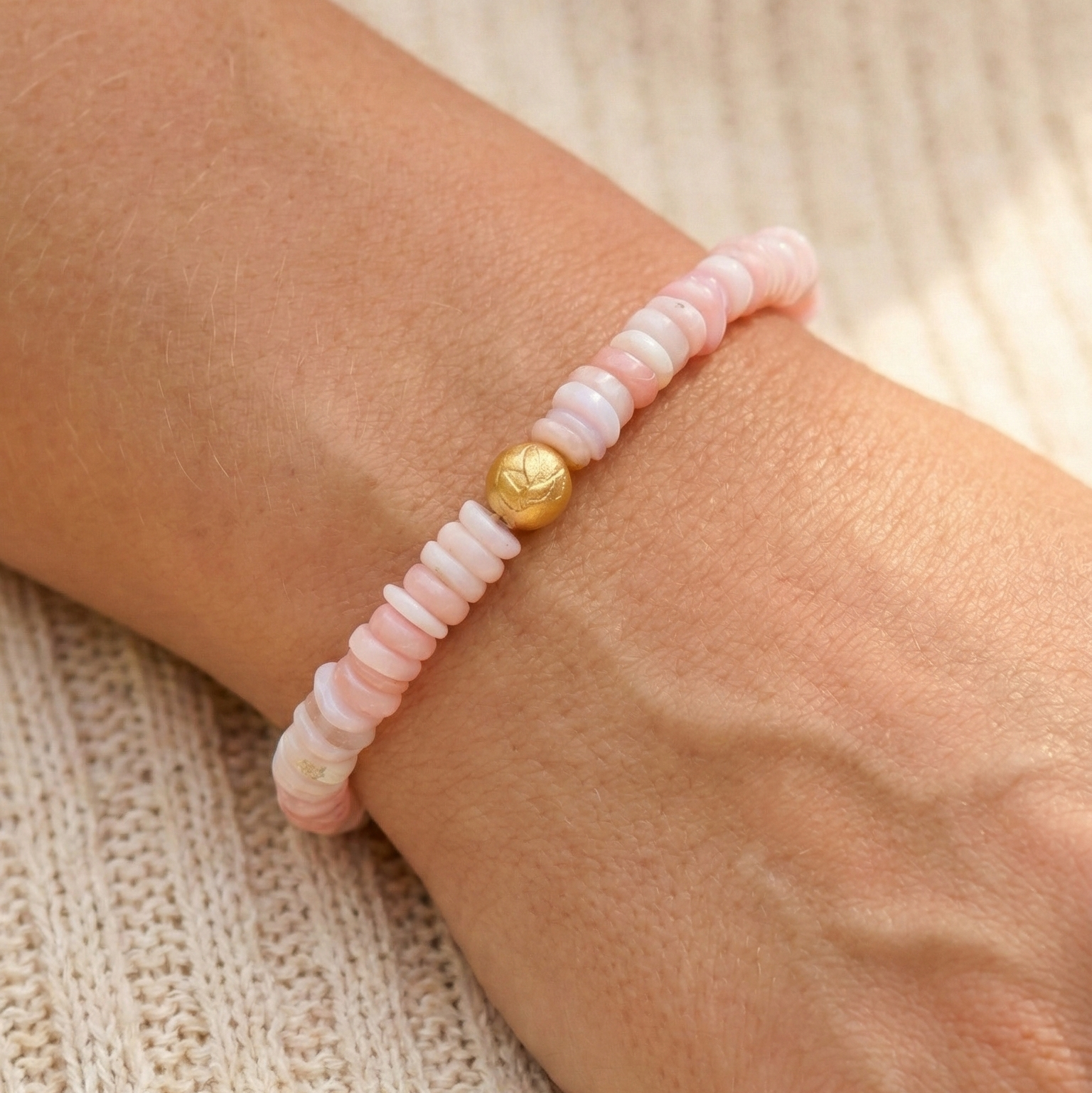 Pink Opal Fred Disk armbånd