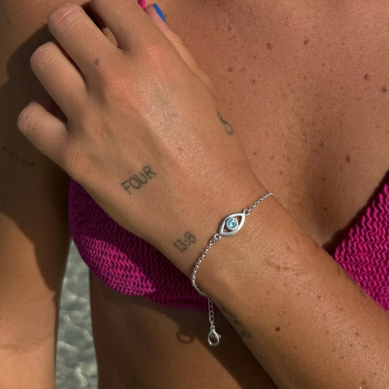 Blå Topaz Øje Armbånd Sølv