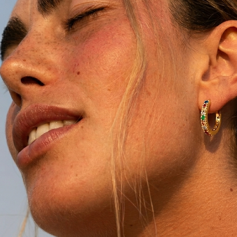 Rainbow Gold Plated Hoops