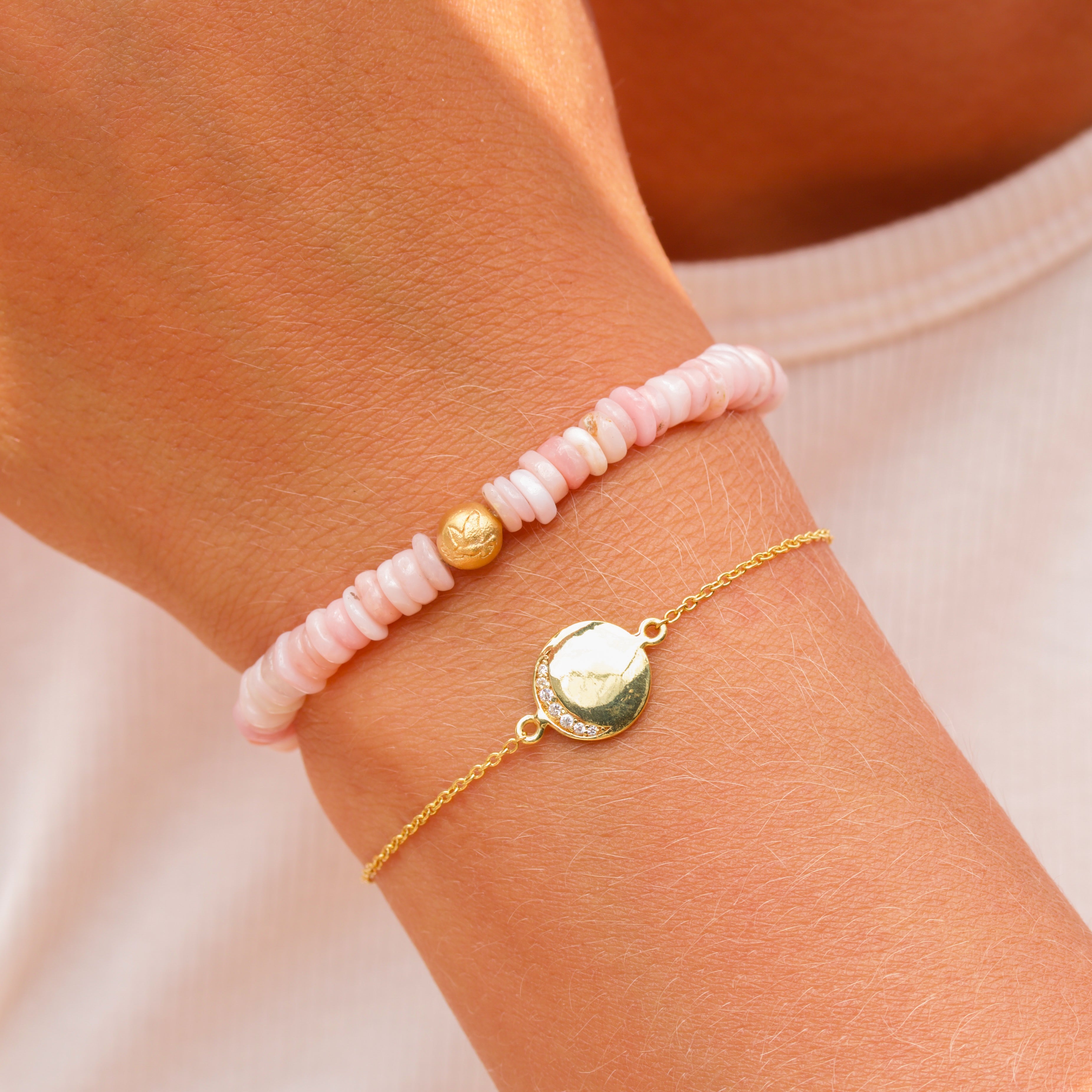 Pink Opal Fred Disk armbånd