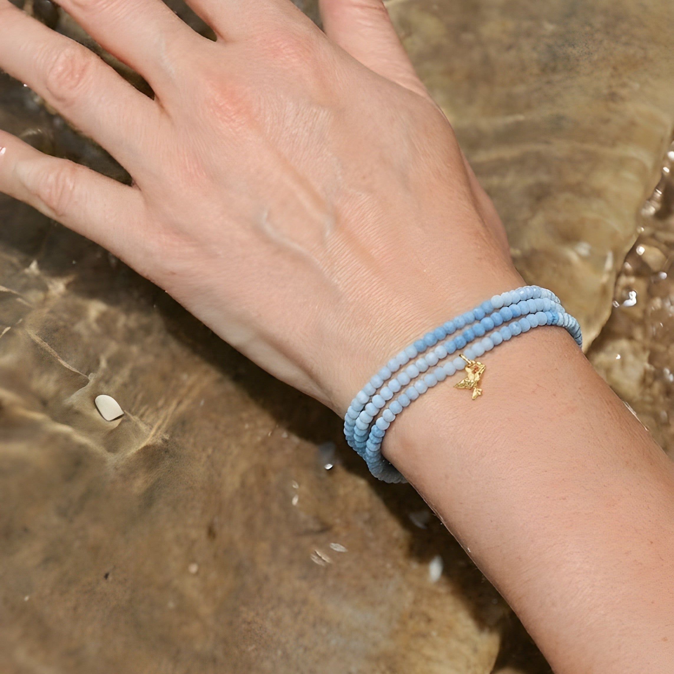 Fred blå wrap Perle-armbånd og halskæde