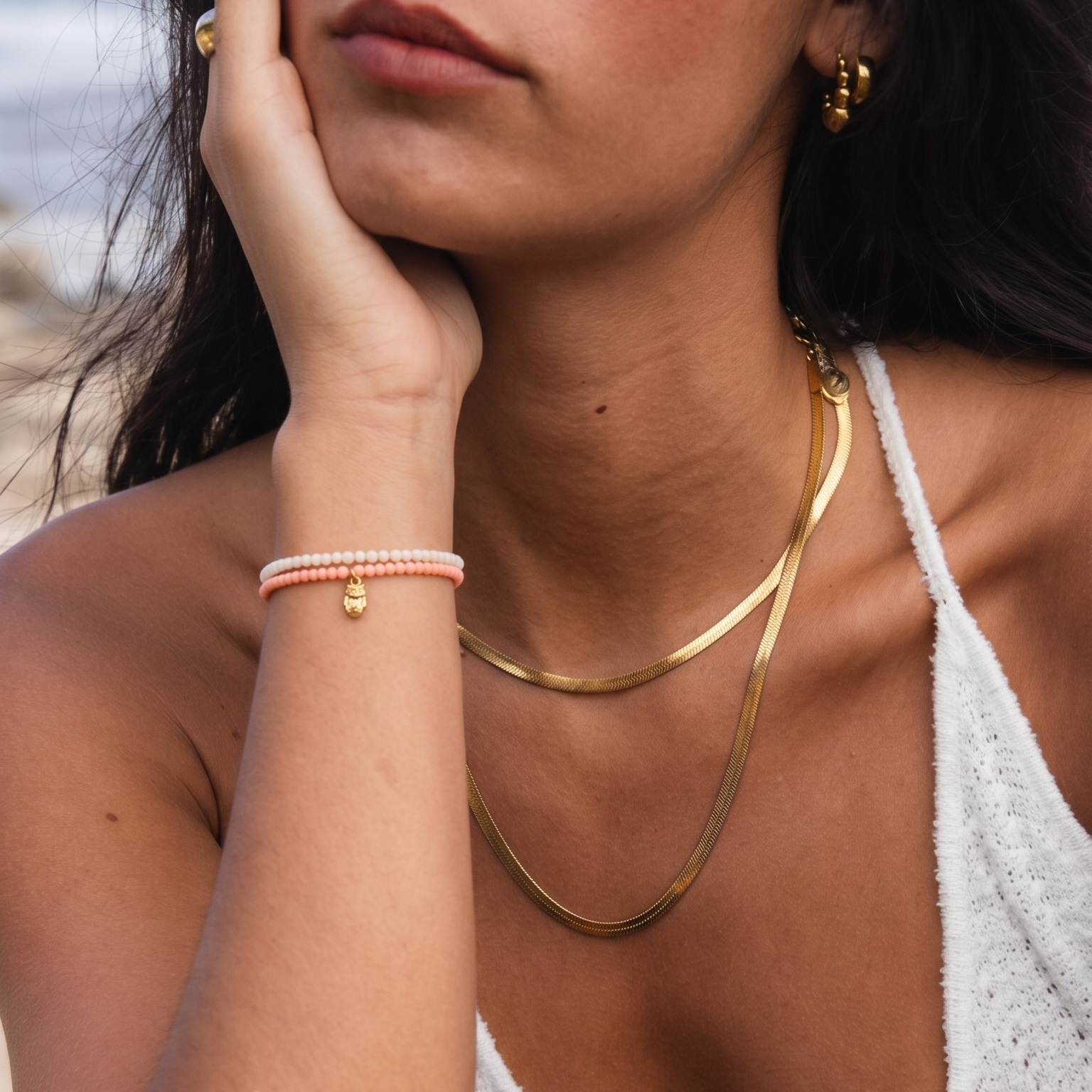 Pink Opal Visdom wrap Perle-armbånd