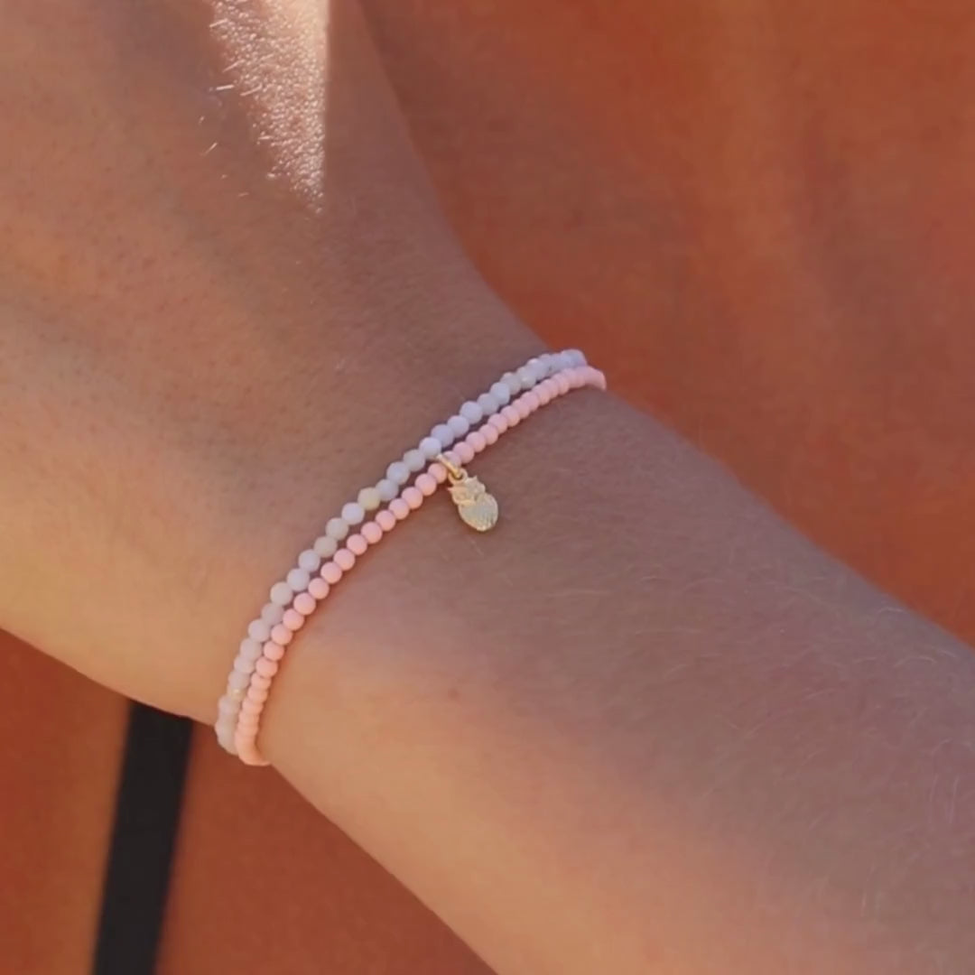 Pink Opal Visdom 🦉 wrap Perle-armbånd