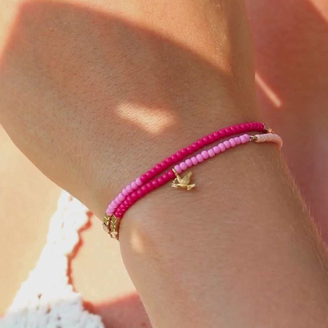Pink Fred 🕊️Wrap Perlearmbånd