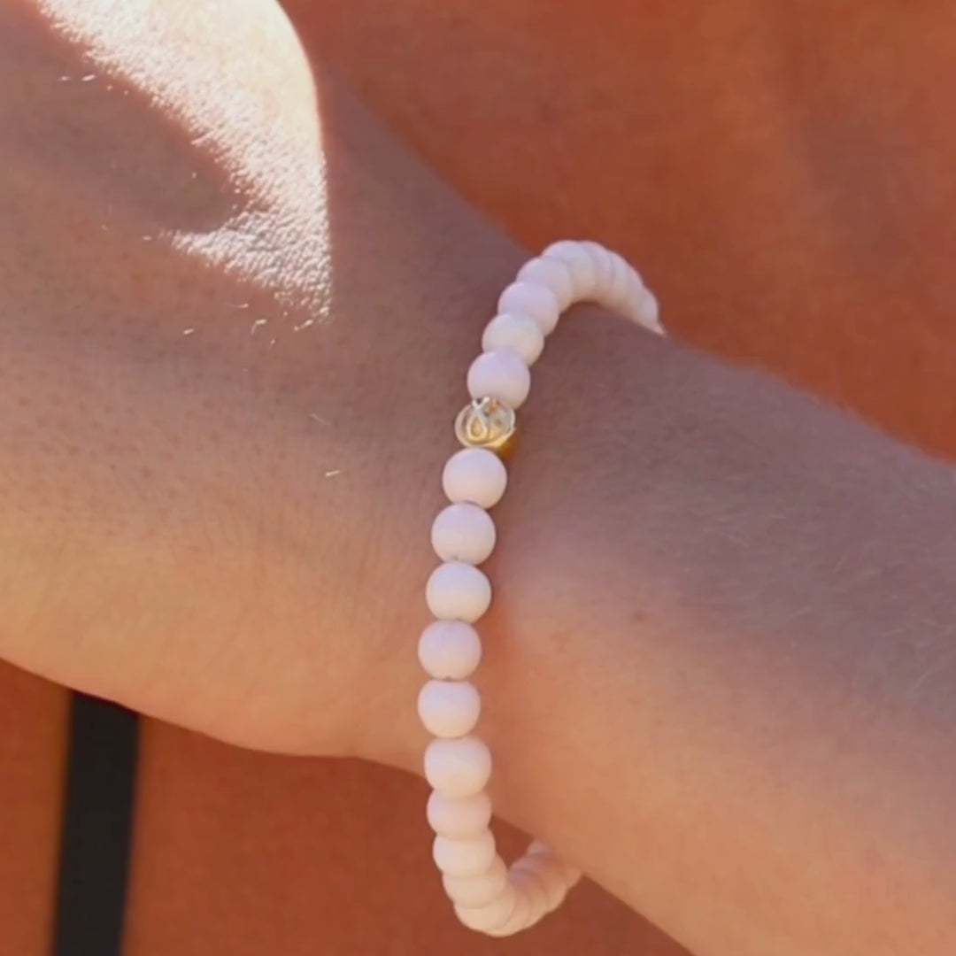 Uendelighed pink opal Perle-armbånd